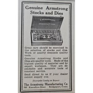 1919 Genuine Armstrong Stocks and Dies F.ARMSTRONG Bridgeport Conn. Print Ad